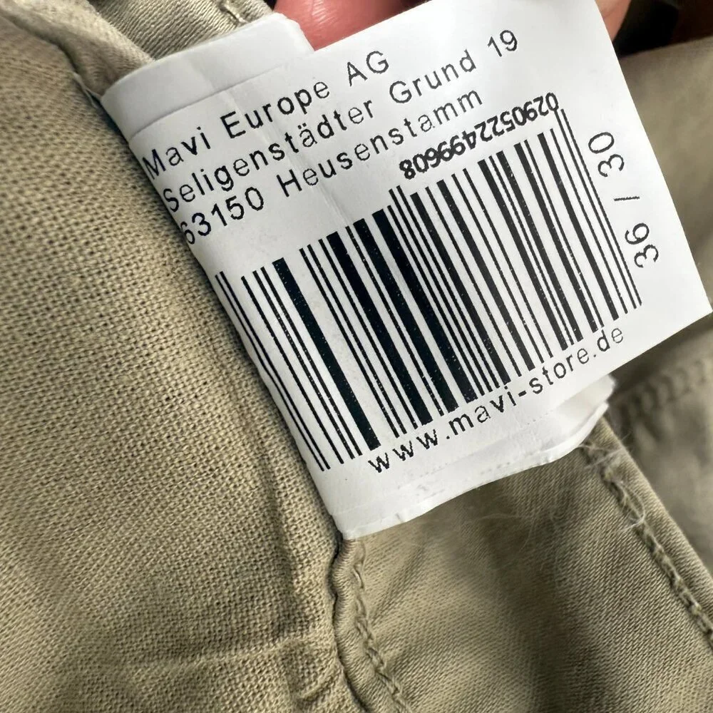 Mavi Matt Relaxed Straight Leg Twill Pants Mens 36x30 Khaki Casual Trousers